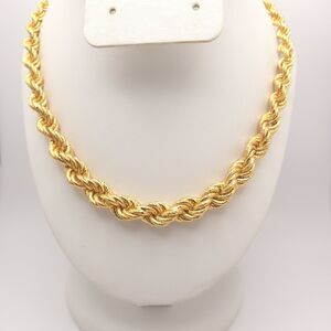 Bronzo Italia | Gold Tone Bold Graduated Rope Chain Necklace Lobster Clasp